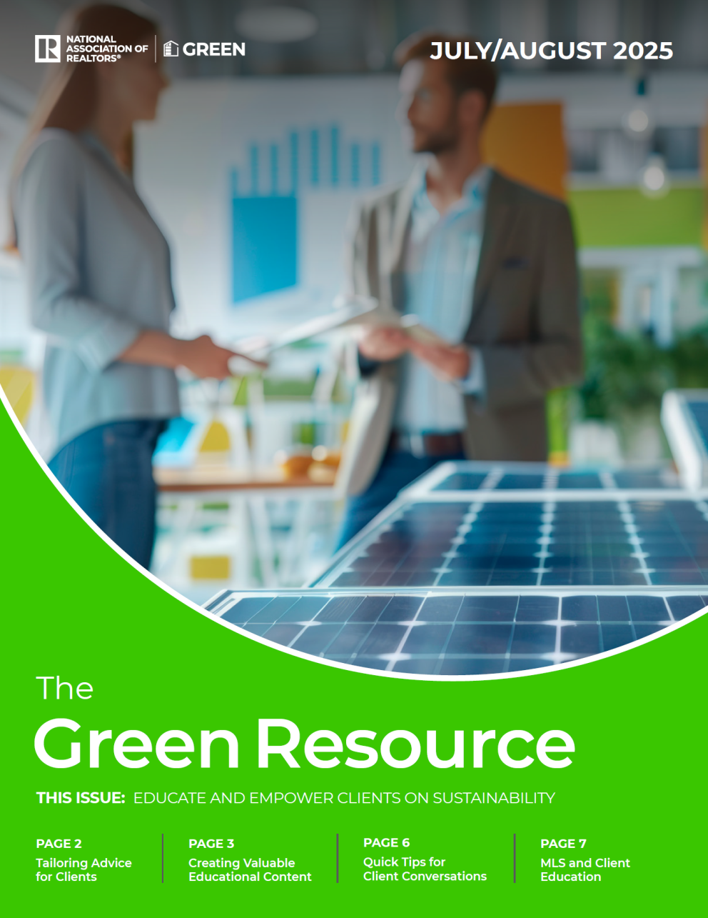 Cover for the July/August 2025 edition of The Green Resource newsletter.