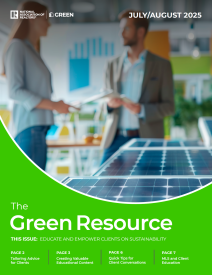 Cover for the July/August 2025 edition of The Green Resource newsletter.
