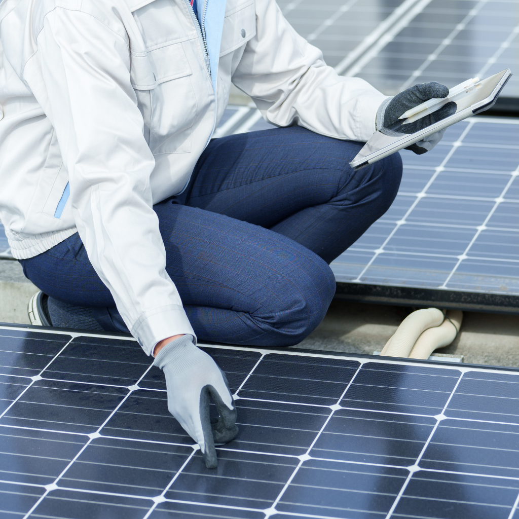 Solar panels being inspected